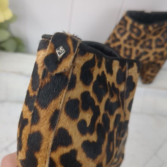 Sam Edelman Cambell Cheetah Leopard Print Calf Fur Ankle Boots US 8.5M EUC - Picture 4 of 13